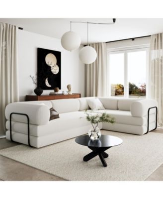  Corduroy L-Shaped Modular Sofa Bed