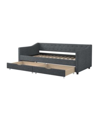 Twin Daybed with Drawers, Tufted Sofa Bed - Dark Grey