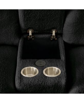 Teddy Fabric Sectional Sofa with Console, USB & Cup Holder