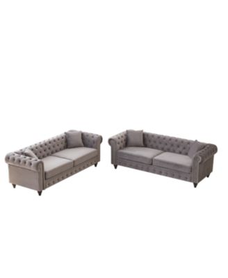 Modern 6-Seat Sofa with Wood Frame & Cushions