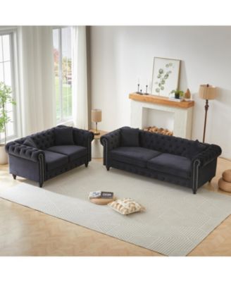  Modern 5-Seat Sofa Set, Wood Frame & Feet, 4 Cushions
