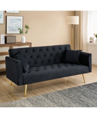 Velvet Foldable Sofa (71-inch) - Retro Style for Small Spaces
