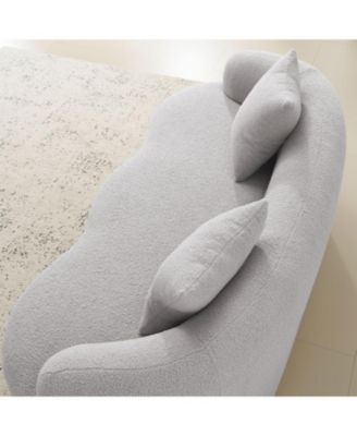 Curved Loveseat Sofa, Small Space Couch with 2 Pillows