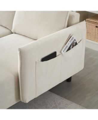 Corduroy Sofa with 3 Pillows