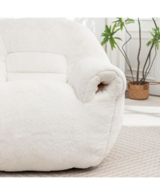 Comfy White Faux Fur Bean Bag Chair Sofa for Adults & Kids