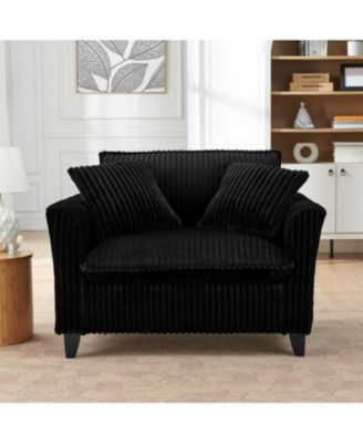 Black Corduroy Tufted Accent Chair