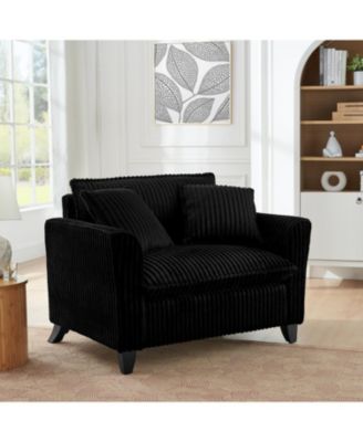 Black Corduroy Tufted Accent Chair