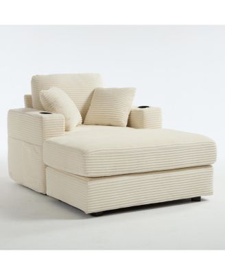 Streamdale Corduroy Chaise Lounge Sofa, Detachable Cushions, 3 Colours
