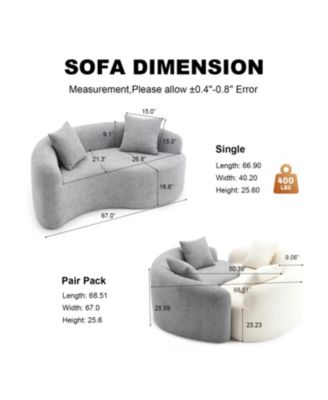 Yin Yang Sofa- Dual Seat Chenille Loveseat - No Assembly