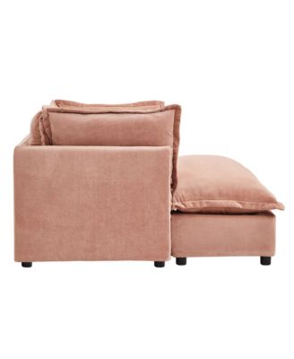 Cozy Pink Armchair Sofa with Ottoman