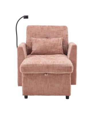 Multifunctional Chenille Recliner Sofa with Storage & Phone Bracket