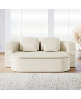 75" Fabric Foldable Sofa Bed with Blanket