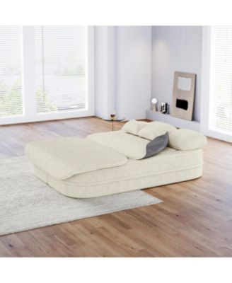 75" Fabric Foldable Sofa Bed with Blanket