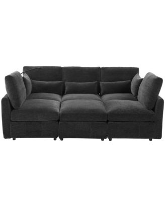 Streamdale Modern Sectional Sofa U-shaped Couch w/ Ottoman, USB & Phone Holder