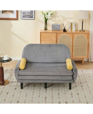 Corduroy Loveseat Sofa Bed with Storage & USB