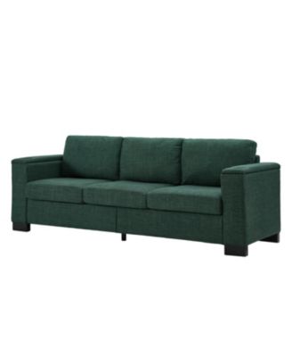 Modern Green Sofa with Cup Holder & Storage
