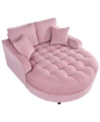 55" Modern Chaise Lounge Sofa Bed with Tufted Seat & Pillows