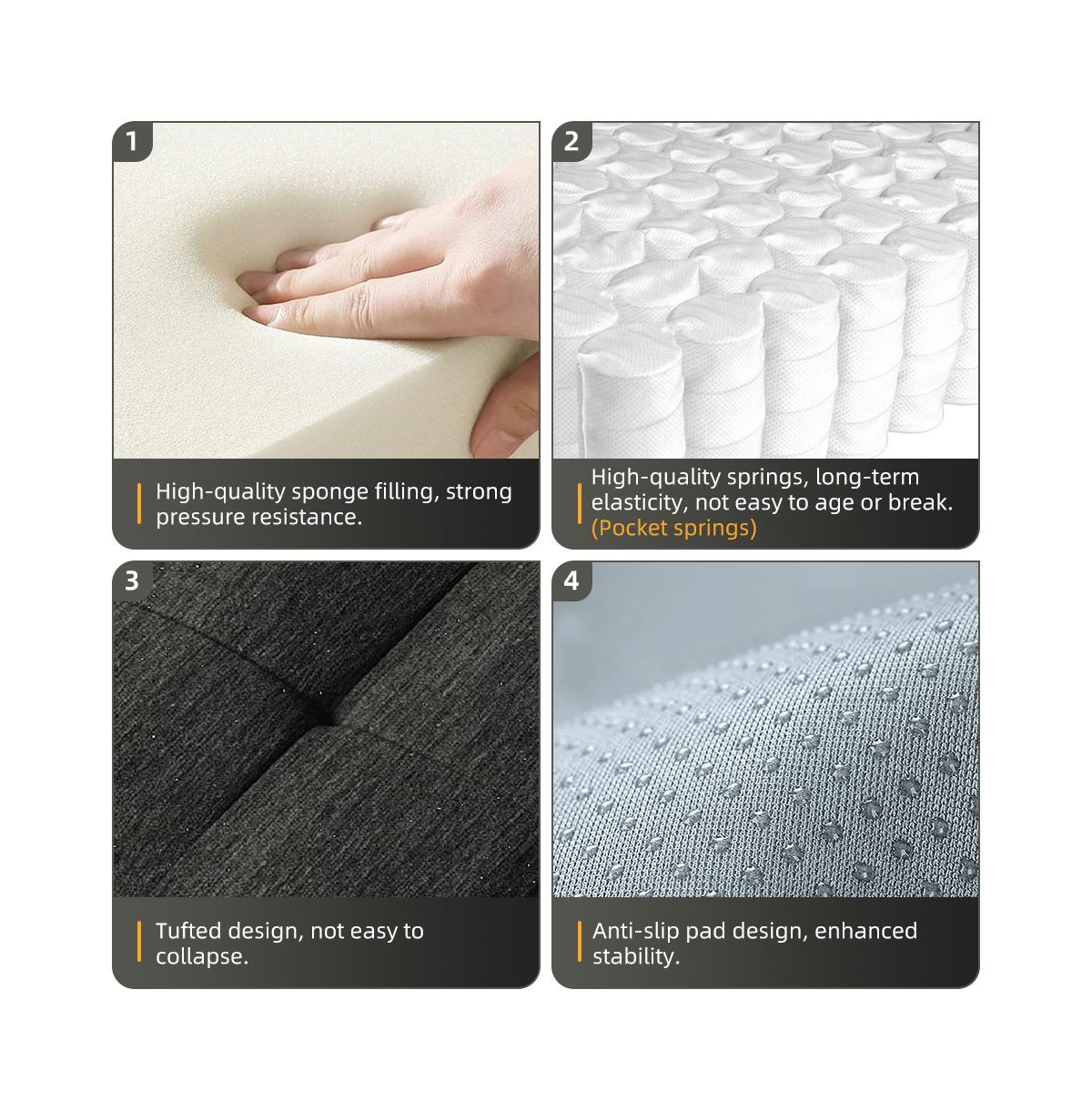 Streamdale Furniture Modern Oversized Chenille Sectional Sofa w/ 8 Pillows, Diy, Black