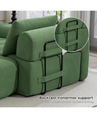 L-Shaped Corduroy Sectional Sofa Bed - Memory Foam, Steel Frame