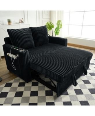 Streamdale Sleeper Sofa Couch Pull Out Bed Corduroy Love seat Black