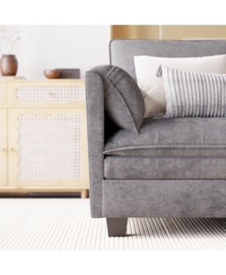  141.5" U-Shaped Sofa Couch with Ottoman & Pockets