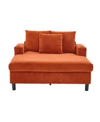  Corduroy Oversized Recliner Sofa w/ USB, LED, Cup Holder