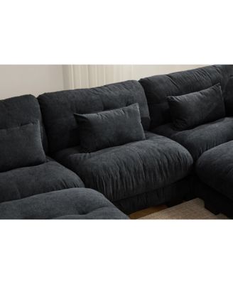  Pelletized Velvet Cloud Couch w/ 2 Ottomans & 3 Seater Sofa