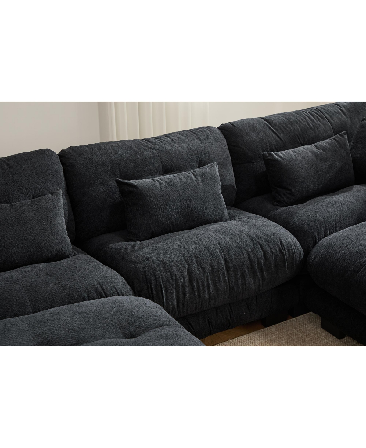 Streamdale Furniture Pelletized Velvet Cloud Couch w/ 2 Ottomans & 3 Seater Sofa