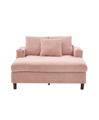 Streamdale Corduroy Oversized Recliner Sofa w/ USB, LED, Cup Holder