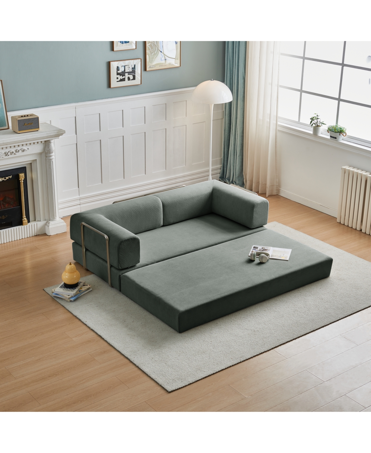 Streamdale Furniture Modern Corduroy Sofa Bed - 3 Seater, Versatile Layouts