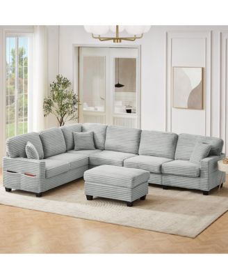 Streamdale U-Shaped Sectional Sofa with Ottoman & Storage Pockets