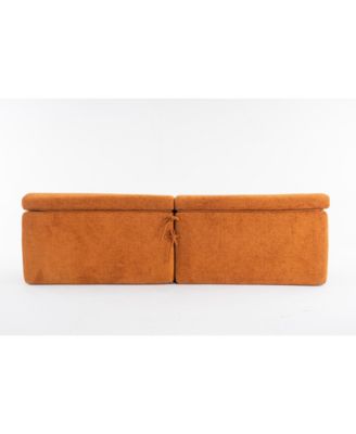 Amber Orange Chenille Sectional Sofa with Pillows