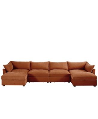 U Shape Sectional Sofa with Ottomans & Storage