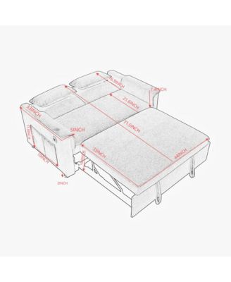 Streamdale 55" Velvet Pull Out Sofa Bed with USB Ports & Pockets