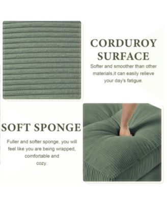 Corduroy Modular Sectional Sofa, Olive Green 6 Seat