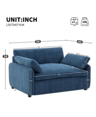  Oversized Chenille Sofa Chair - Wide Deep Seat, Modern Armchair