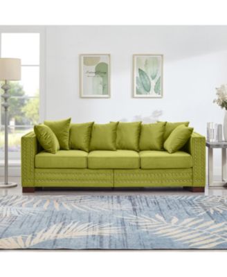 Streamdale Green Velvet Sofa, Modern Design, Silver Nail Detail