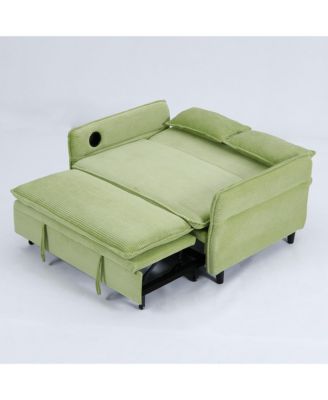Green Multi-Functional Sofa Bed with Adjustable Armrests & Backrests
