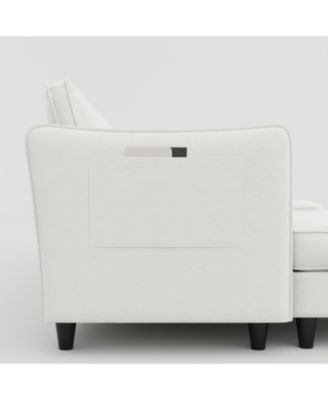 107.8" 3 Seater L-Shaped Sofa Couch with Ottoman & Pockets