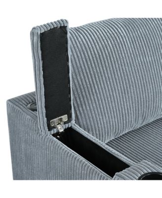 Streamdale Reversible Corduroy Sectional Sofa with Storage Chaise & USB