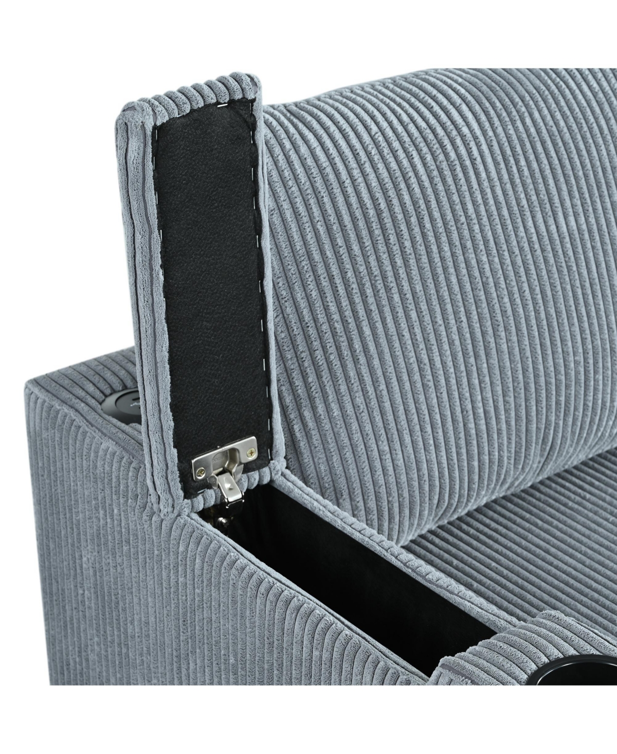 Streamdale Furniture Reversible Corduroy Sectional Sofa with Storage Chaise & Usb