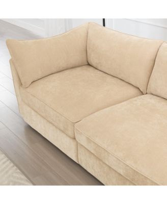 Chenille 3-Seater Sofa w/ Drawers, Crescent Arms