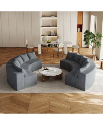 Corduroy Curved Sectional Sofa with 12 Pillows (6 Modules)