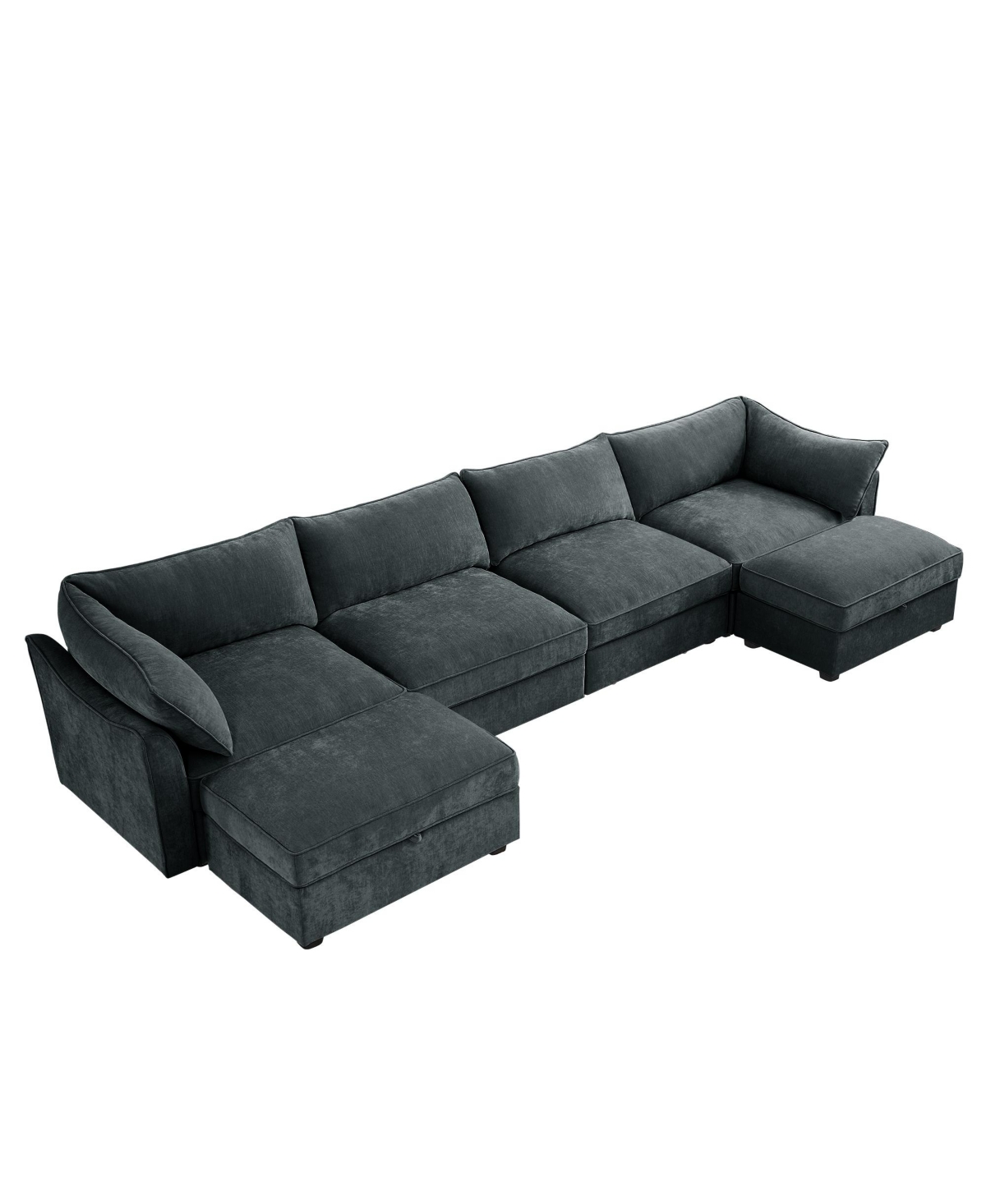 Streamdale Furniture U Shape 4 Seater Sofa with Ottomans & Storage - Chenille Gary