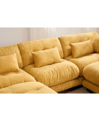 Pelletized Velvet Cloud Couch w/ 2 Ottomans & 3 Seater Sofa