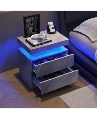 LED Nightstand Bedside Table with 2 Drawers