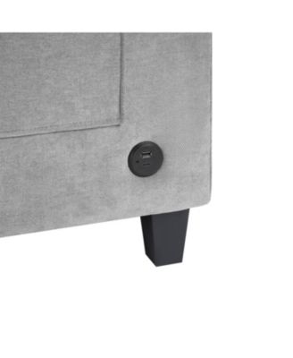 Modern U-Shaped Sectional Sofa with USB & Storage, Beige