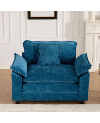  Cloud Sofa Single Seat, Modern Sectional, Chenille, Blue