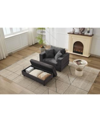 Chaise Lounge with Storage Ottoman & Pillows