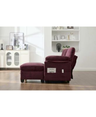 L-Shape Corduroy Sofa- 4-Seater, USB, Storage, Console & Ottoman
